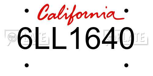 6LL1640 California License Plate
