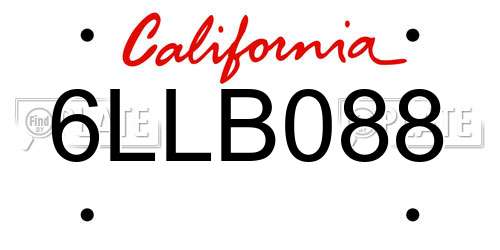 6LLB088 California License Plate