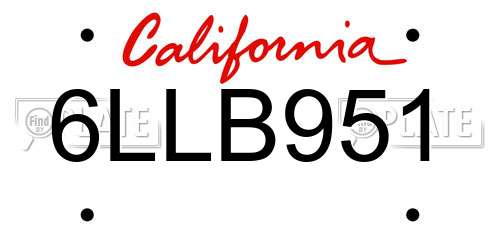 6LLB951 California License Plate