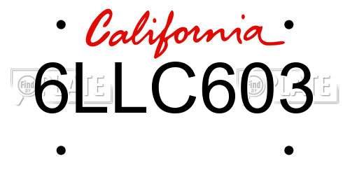6LLC603 California License Plate