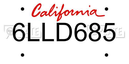 6LLD685 California License Plate