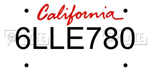 6LLE780 California License Plate