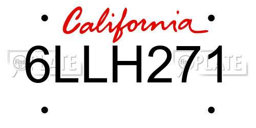 6LLH271 California License Plate