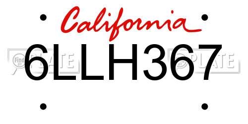 6LLH367 California License Plate