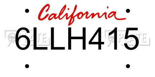 6LLH415 California License Plate