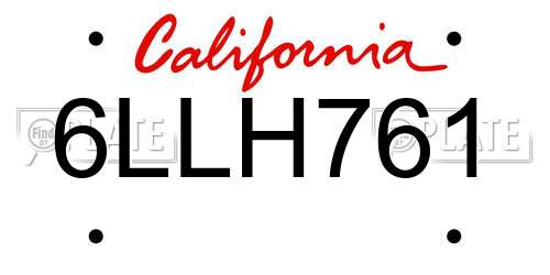 6LLH761 California License Plate