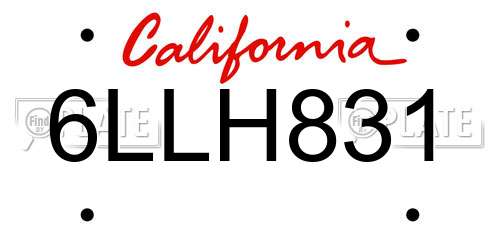 6LLH831 California License Plate