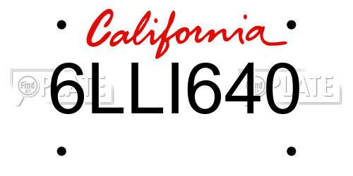 6LLI640 California License Plate