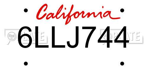 6LLJ744 California License Plate
