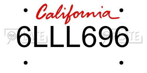 6LLL696 California License Plate