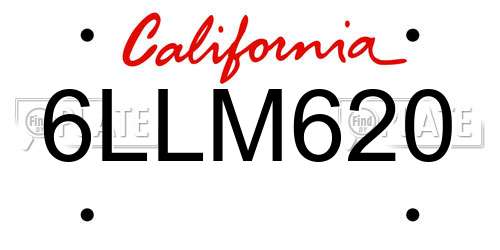 6LLM620 California License Plate