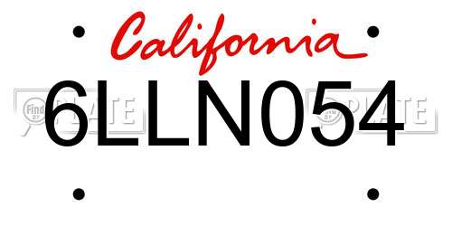 6LLN054 California License Plate