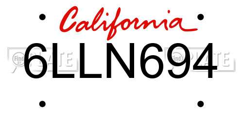 6LLN694 California License Plate