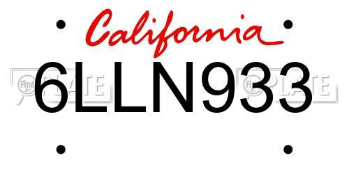 6LLN933 California License Plate