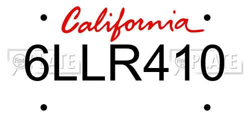 6LLR410 California License Plate