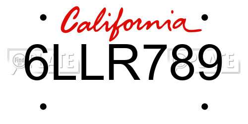 6LLR789 California License Plate