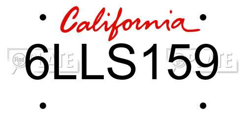 6LLS159 California License Plate