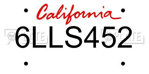 6LLS452 California License Plate