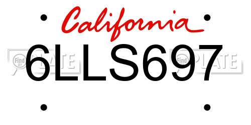 6LLS697 California License Plate