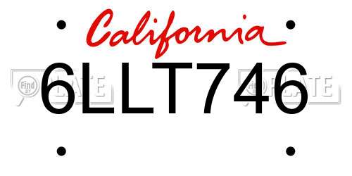 6LLT746 California License Plate