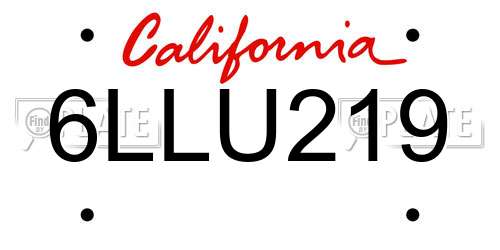 6LLU219 California License Plate
