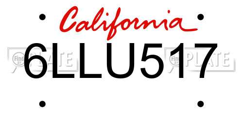6LLU517 California License Plate