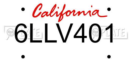 6LLV401 California License Plate