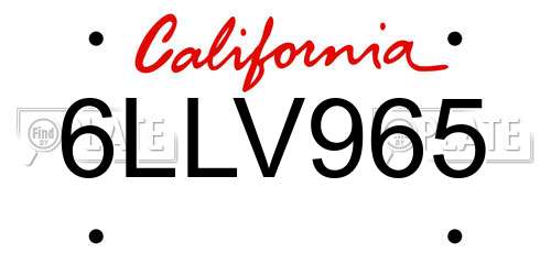 6LLV965 California License Plate