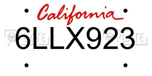 6LLX923 California License Plate