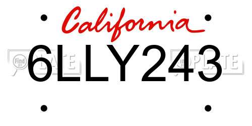 6LLY243 California License Plate
