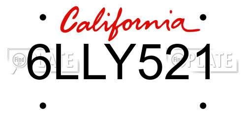 6LLY521 California License Plate