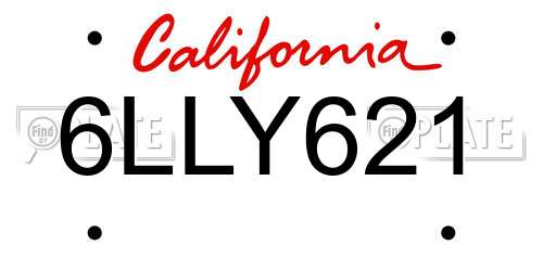 6LLY621 California License Plate