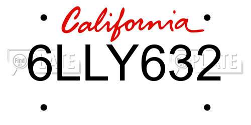 6LLY632 California License Plate