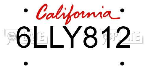 6LLY812 California License Plate