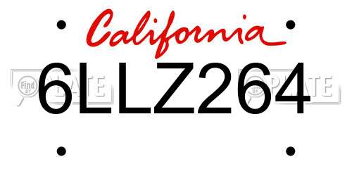 6LLZ264 California License Plate