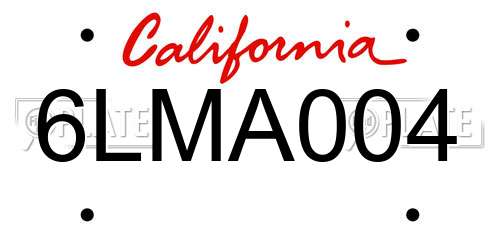 6LMA004 California License Plate