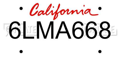 6LMA668 California License Plate