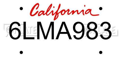 6LMA983 California License Plate