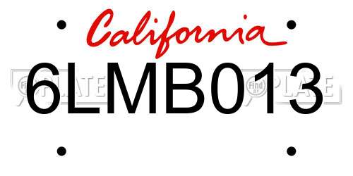 6LMB013 California License Plate