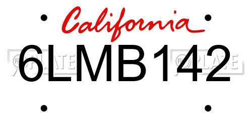 6LMB142 California License Plate