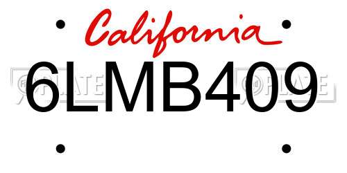 6LMB409 California License Plate