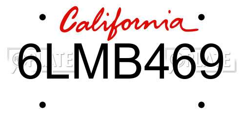 6LMB469 California License Plate