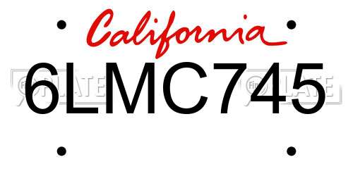6LMC745 California License Plate