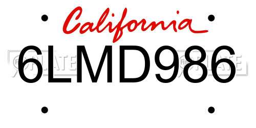6LMD986 California License Plate