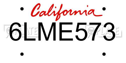 6LME573 California License Plate