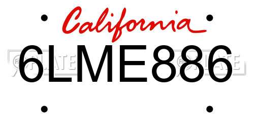 6LME886 California License Plate