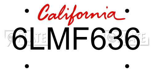 6LMF636 California License Plate