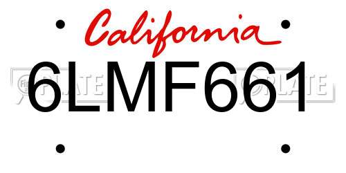 6LMF661 California License Plate