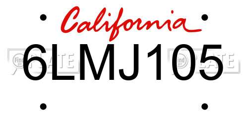 6LMJ105 California License Plate