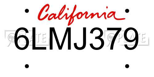 6LMJ379 California License Plate